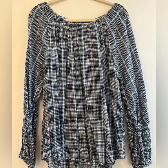 Pilcro blue and gold Checkered Shirt from Anthropologie - Picture 13 of 13